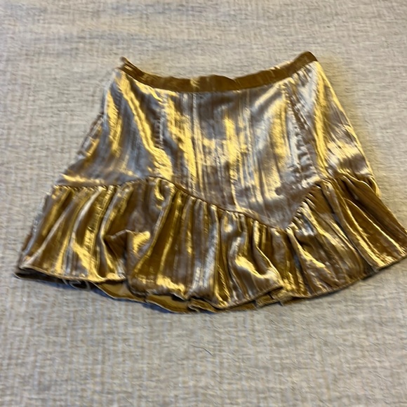 Loveshackfancy golden brown velvet mini skirt sz 4 - Picture 1 of 4